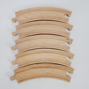 Unbranded Wooden Railway Curved Train Track Lot 5 Pieces Universal Compatible
